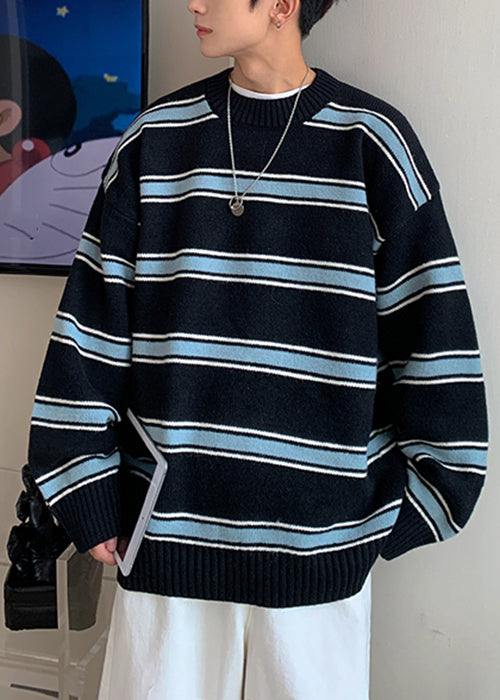 Black Thick Loose Knit Winter Sweaters O Neck