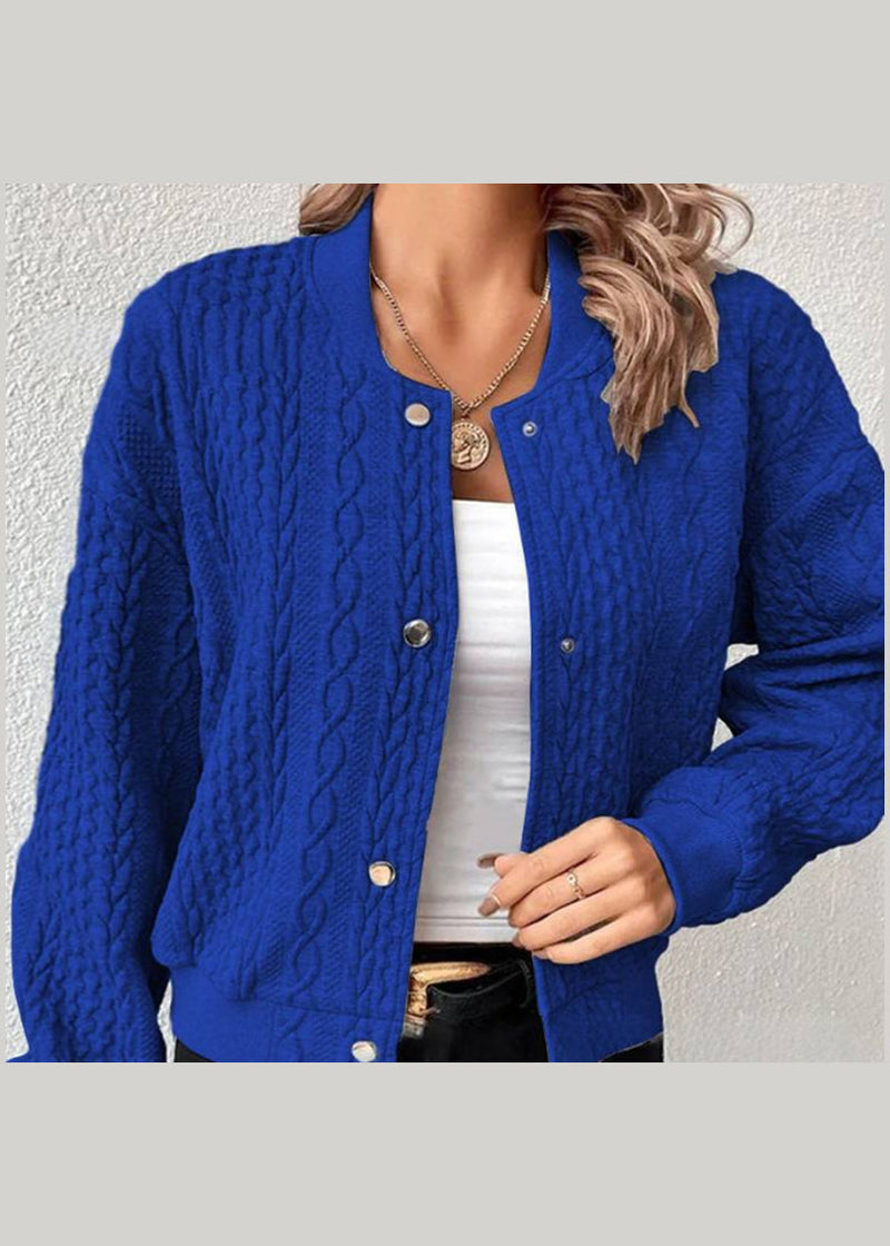 Grey Stand Collar Jacquard Cotton Jackets Fall