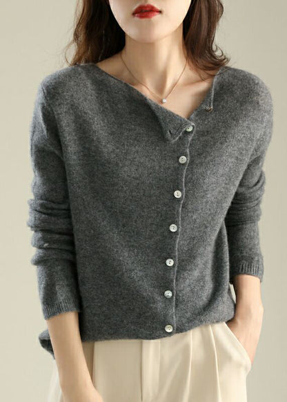 Stylish Pink Slash Neck Button Knit Cardigans Fall