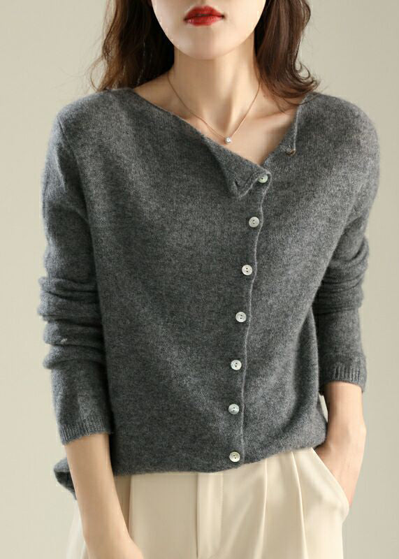 Stylish Pink Slash Neck Button Knit Cardigans Fall