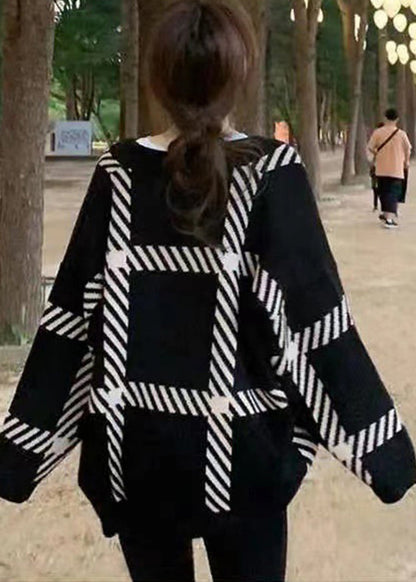 Khaki V Neck Striped Button Knit Cardigan Fall