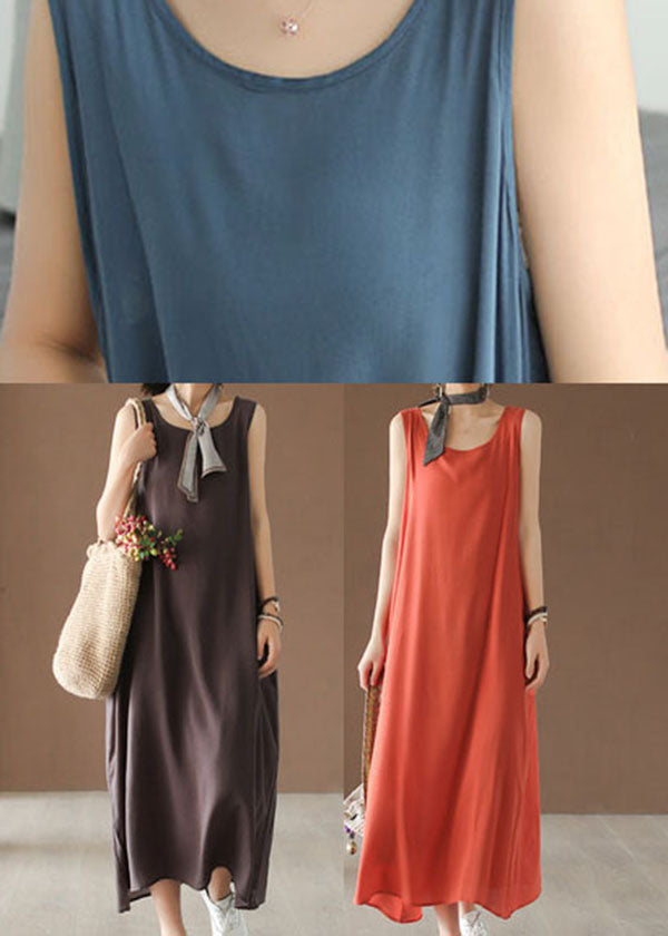 Dark Chocolate Cotton Vacation Spaghetti Strap Dresses Summer