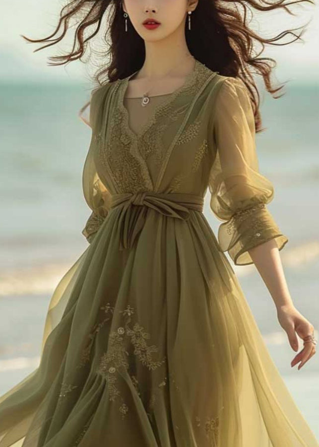 New Green Lace Chiffon Dress Bracelet Sleeve