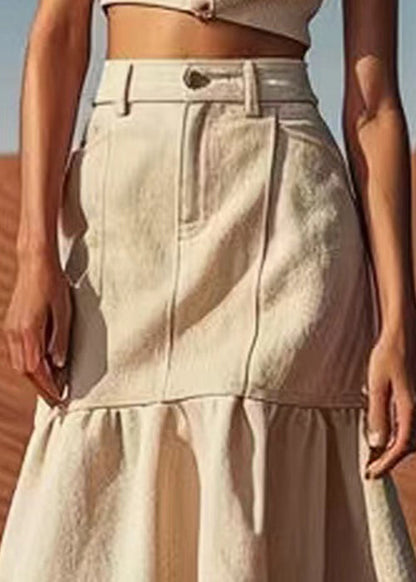 Linen Button High Waist Linen Skirts Summer