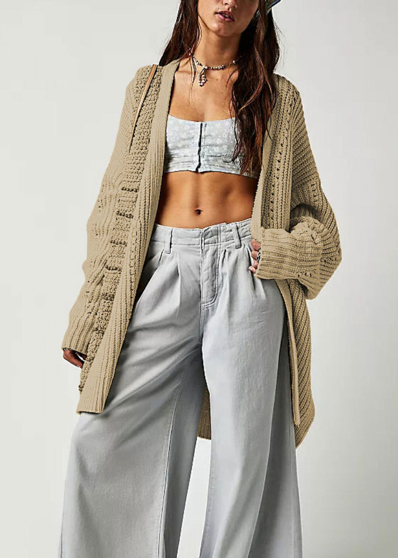 Pink V Neck Knit Cardigans Fall