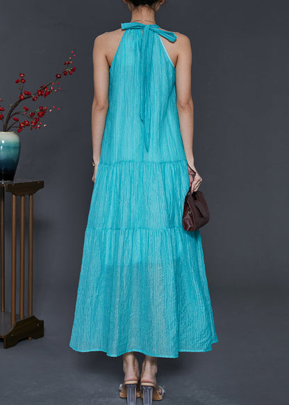 Modern Lake Green Cold Shoulder Silk Holiday Dress Summer