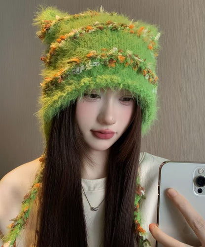 Japanese Style Red Knitted Warm Ear Protection Hat