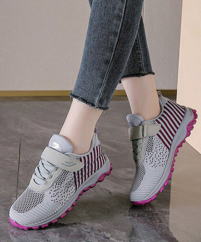 Knit Fabric Flat Feet Shoes Buckle Strap Flat Shoes