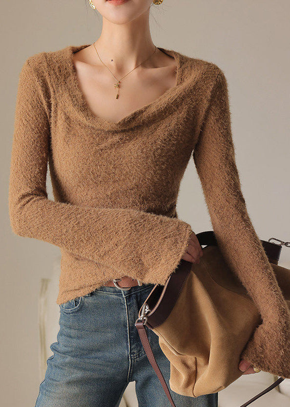 Chocolate Flare Sleeve Patchwork Top