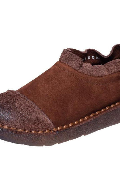 Retro Pure Color Leather Flat Shoes