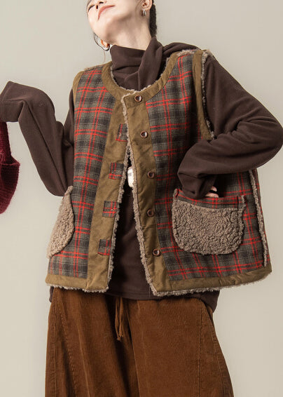 Art Brown Oversized Wear on Both Sides Teddy Vest Jacket Winter