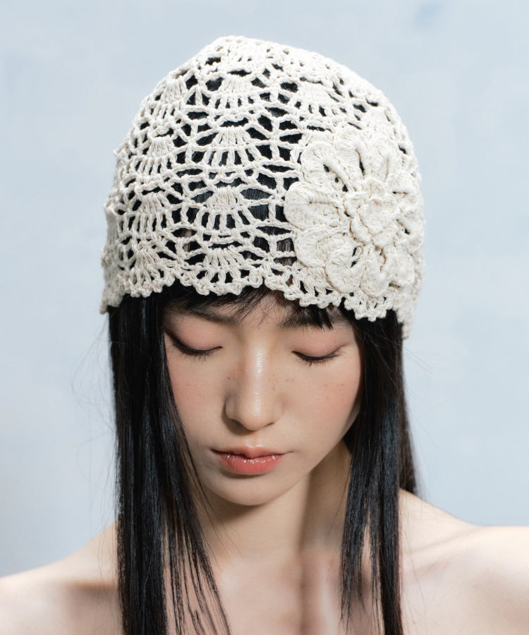 Summer New Flower Hollow Knitted Boonie Hat