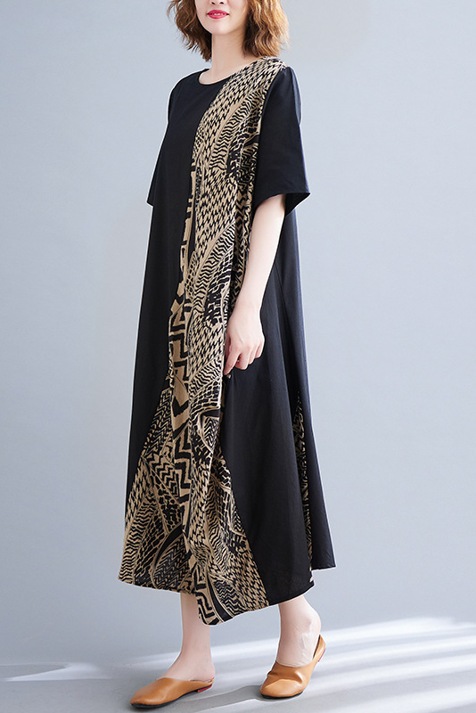 Summer Stitching Print Dress Long Beach Dress