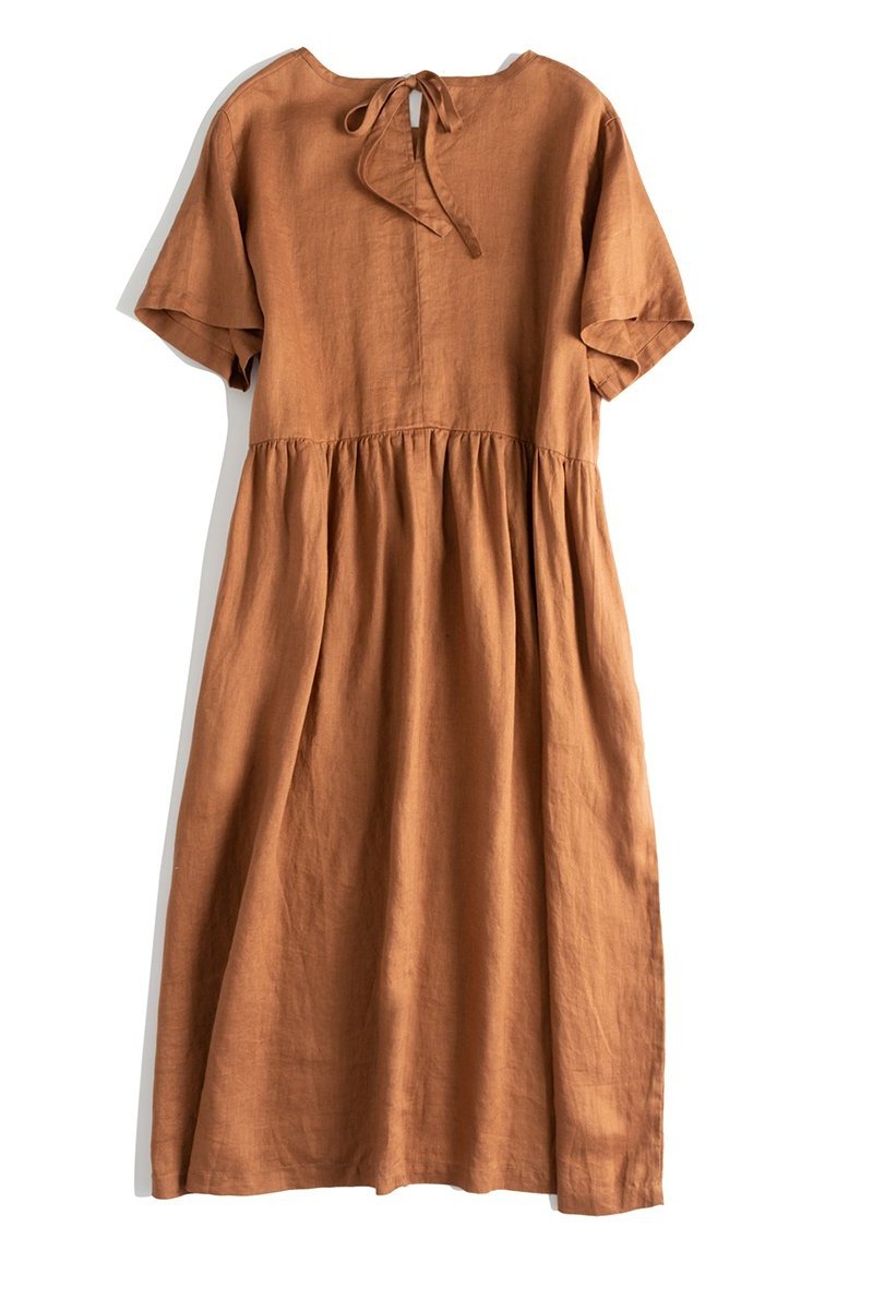 Loose Pure Color Linen Maxi Dresses Summer Outfits