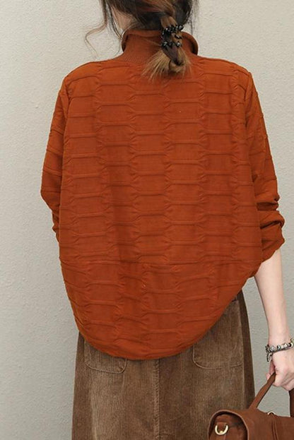 Half High Neck Fleece Loose Tops for Autumn