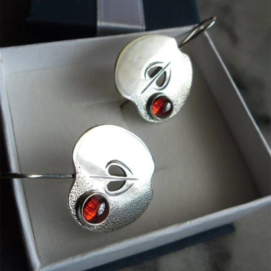 Red Zirconia Earrings in Sterling Silver