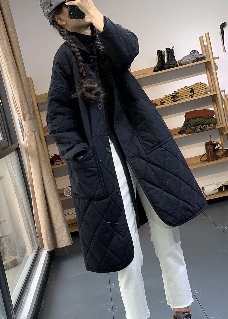 Italian Black Oversized Cozy Fine Cotton Filled Witner Coats
