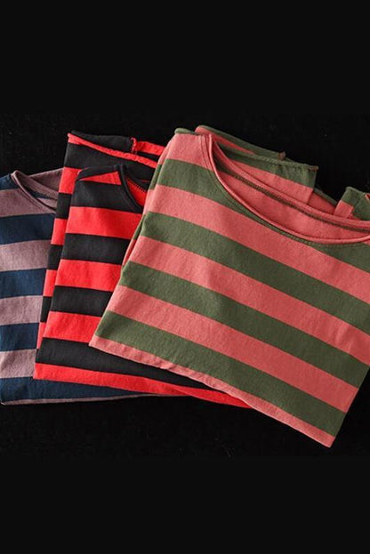 Limited Stock- 100% Cotton Spring Striped T-shirt
