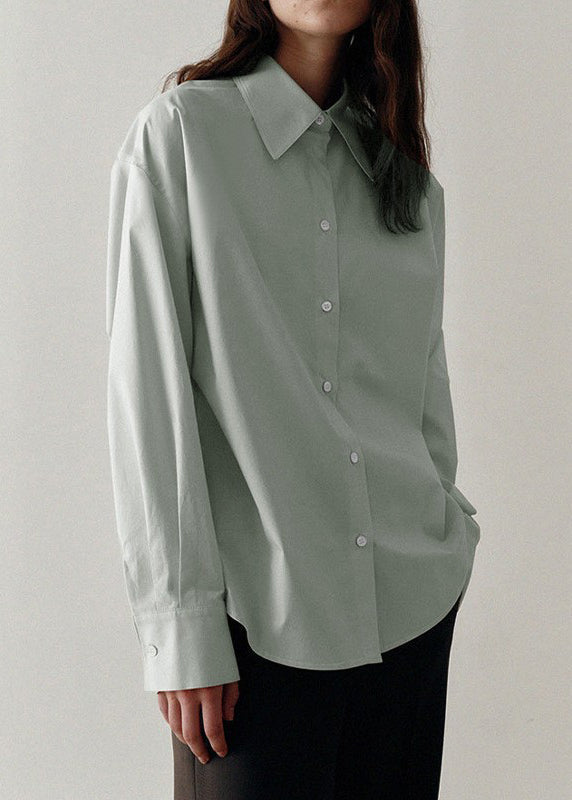 Italian White Peter Pan Collar Loose Cotton Blouse Top Spring