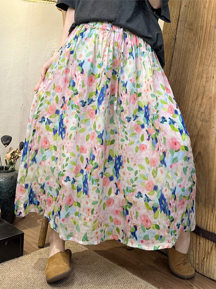 Summer Artsy Dual-layer Ramie Skirt