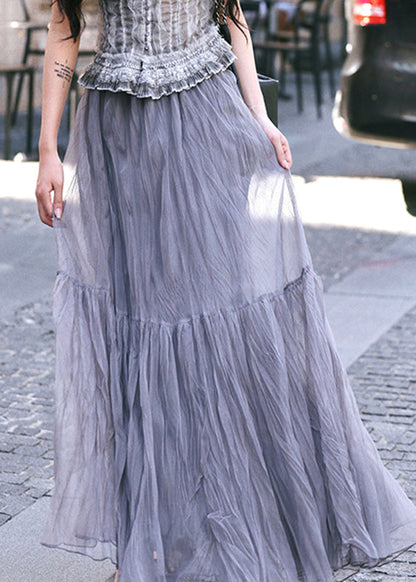 Unique Grey Tie Dye Tulle a Line Skirts