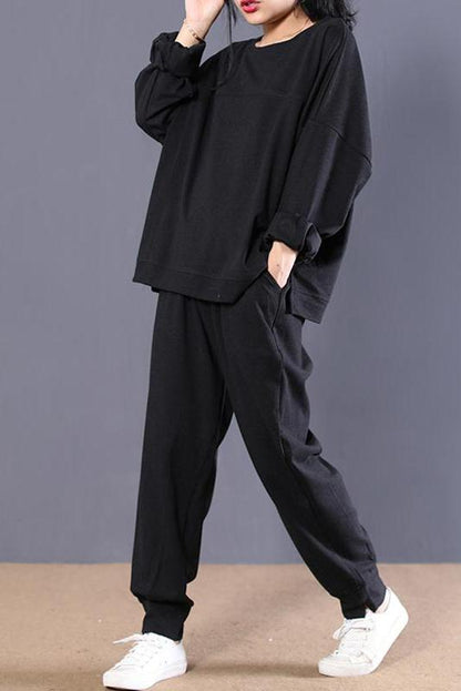 Limited Stock- Autumn Cotton Black Blouse and Pants