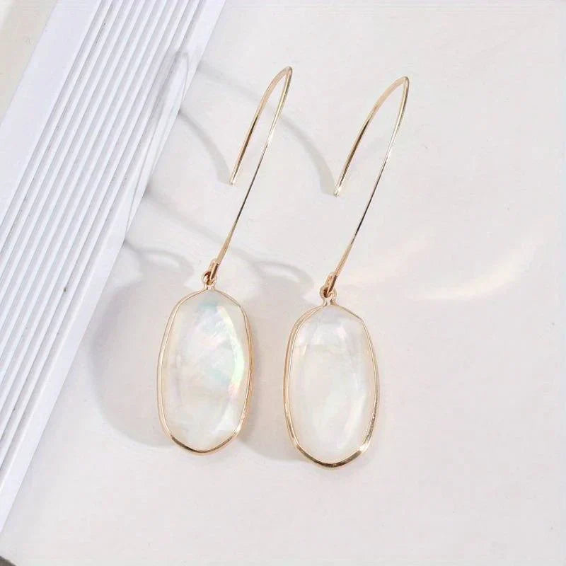 White Stone Dangling Earrings