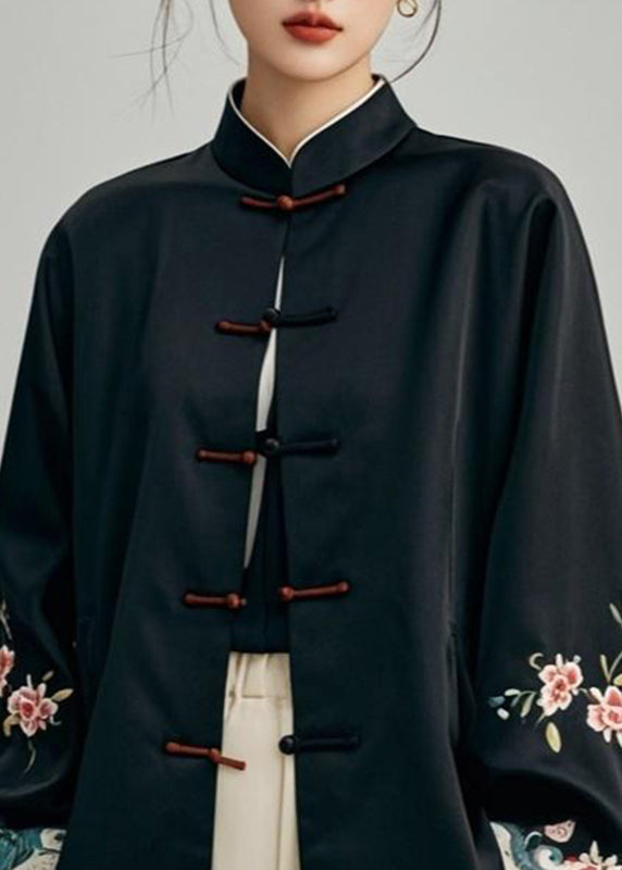 Black Print Patchwork Coats Fall
