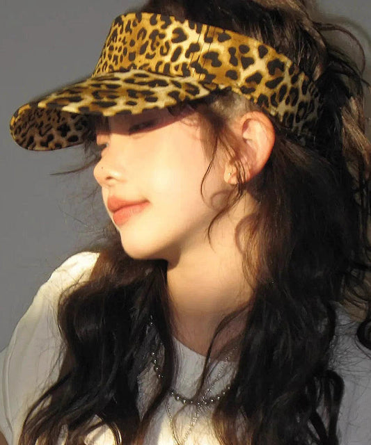 Hip Hop Style Versatile Coffee Leopard Print Sunshade Top Hat