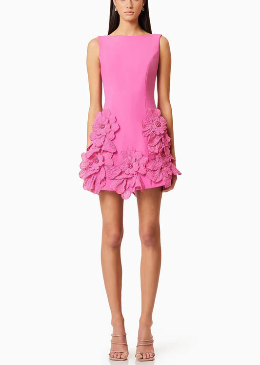 French Pink Cotton Mini Dresses Summer