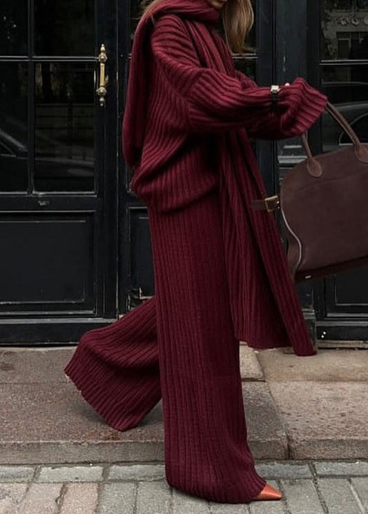 Mulberry V Neck Knit Two Piece Set Fall