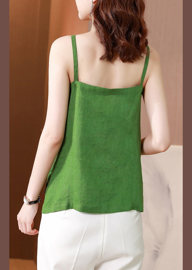 Green Square Collar Top Sleeveless