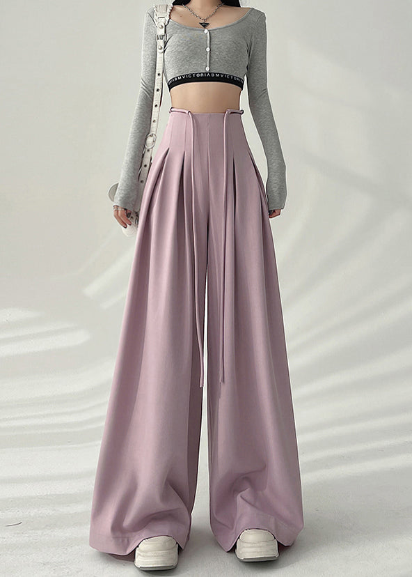 New Coffee High Waist Wrinkled Wide Leg Pants Fall