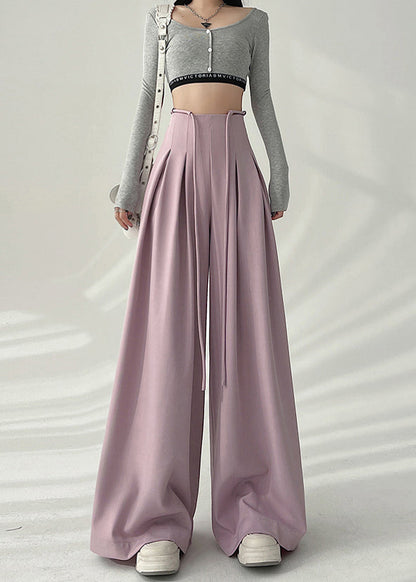 New Coffee High Waist Wrinkled Wide Leg Pants Fall