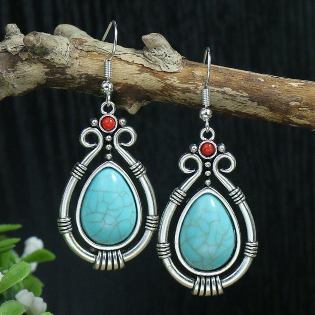 Silver Opal Drop Earrings