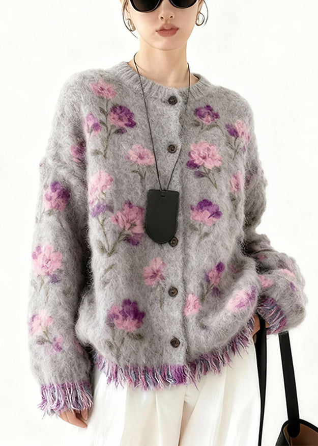 Art Purple Tasseled Cozy Knit Coats Spring