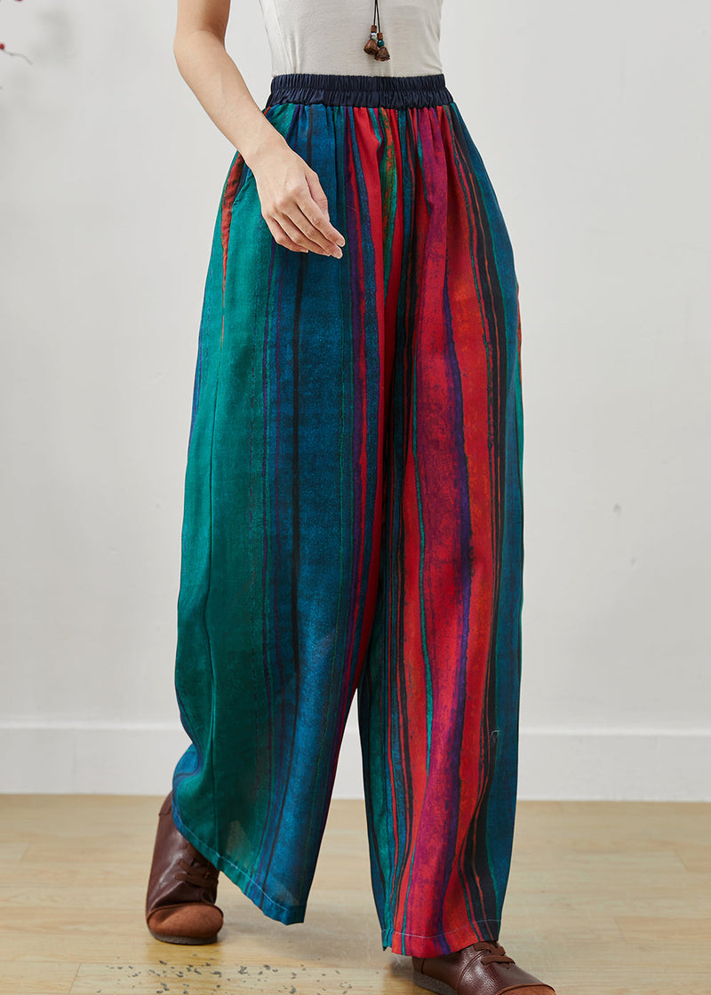Style Colorblock Oversized Striped Linen Pants Summer
