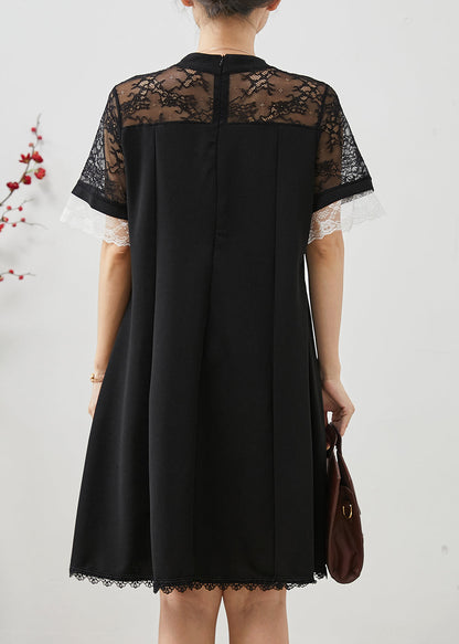 Black Lace Patchwork Side Open Spandex Holiday Dress Summer