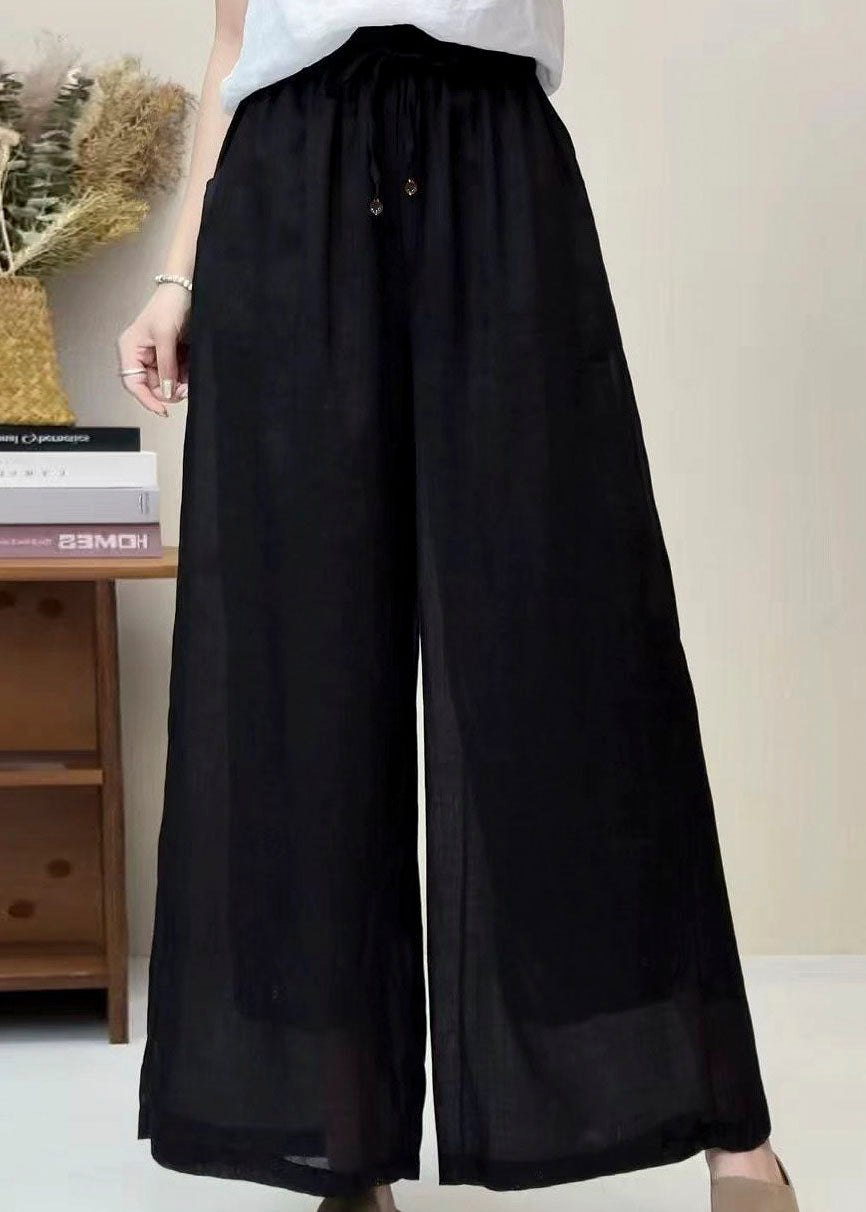 Rose Pockets Elastic Waist Linen Pants Summer
