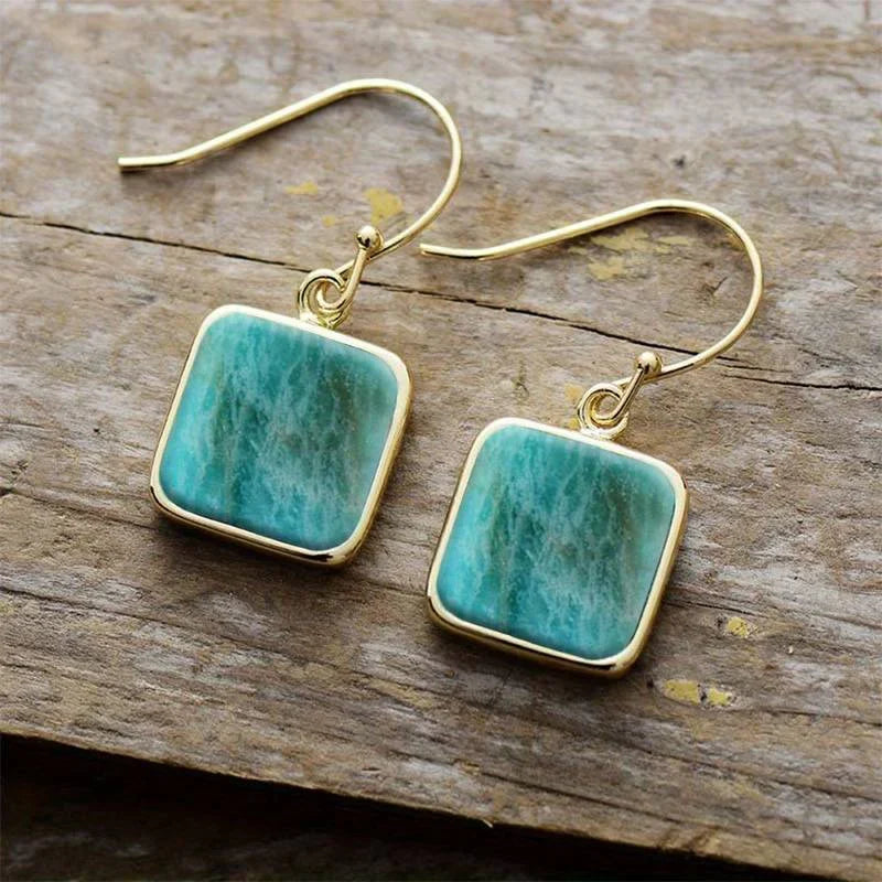 Turquoise Square Stone Earrings