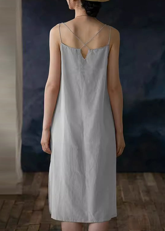 Original Design Dark Grey Cotton Spaghetti Strap Dress Summer