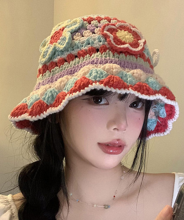 Boutique Red Hollow Out Knit Bonnie Hat