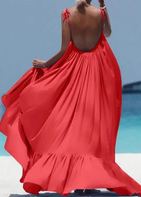 Black Backless Cotton Spaghetti Strap Dress Summer