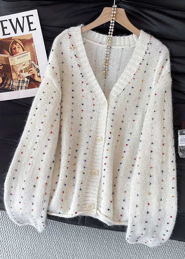 Diy White Embroidered Warm Knit Cardigans Fall