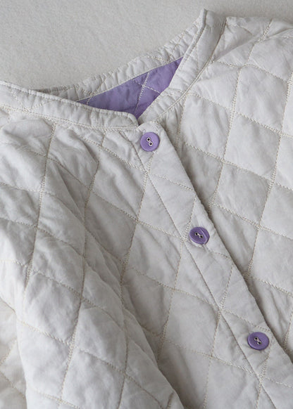 White Plaid Pockets Fine Cotton Filled Trenchs Spring