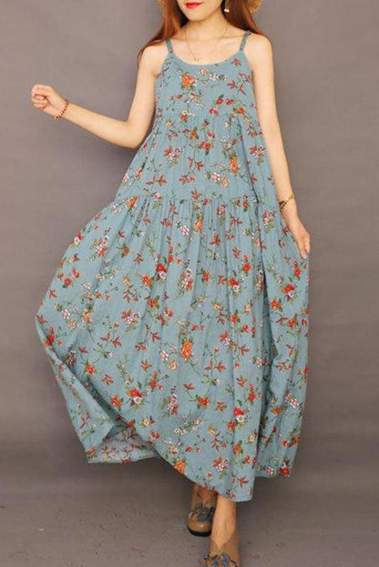 Limited Stock- Summer Printed 100% Cotton Suspender Pinafore Dress