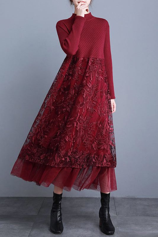 - Knitted Embroidered Dress