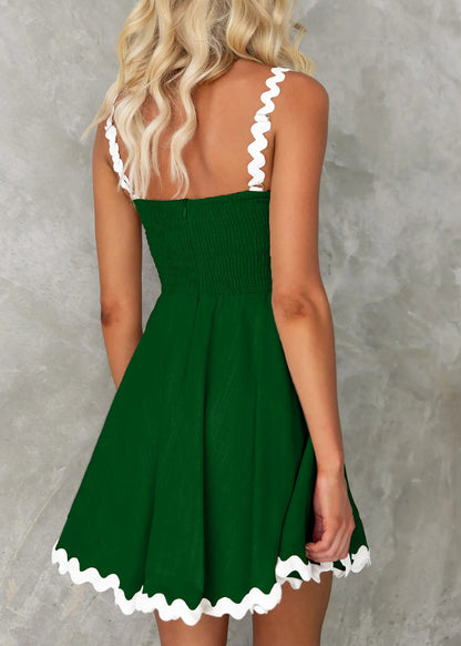 Stylish White Patchwork Cotton Spaghetti Strap Dress Summer