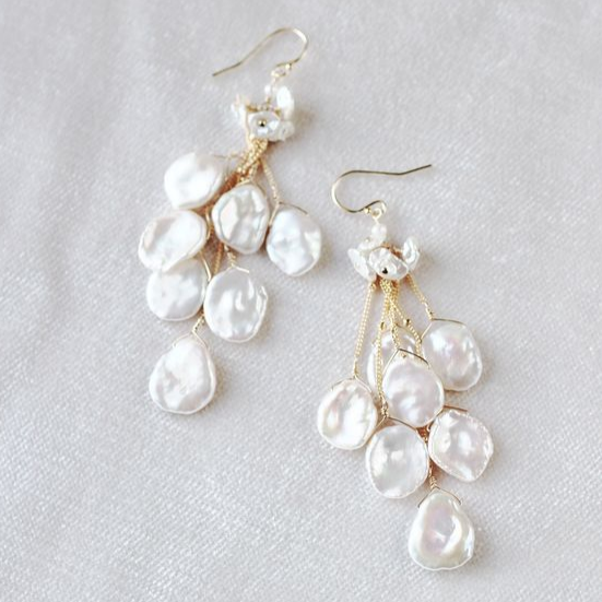 Baroque White Petal Earrings