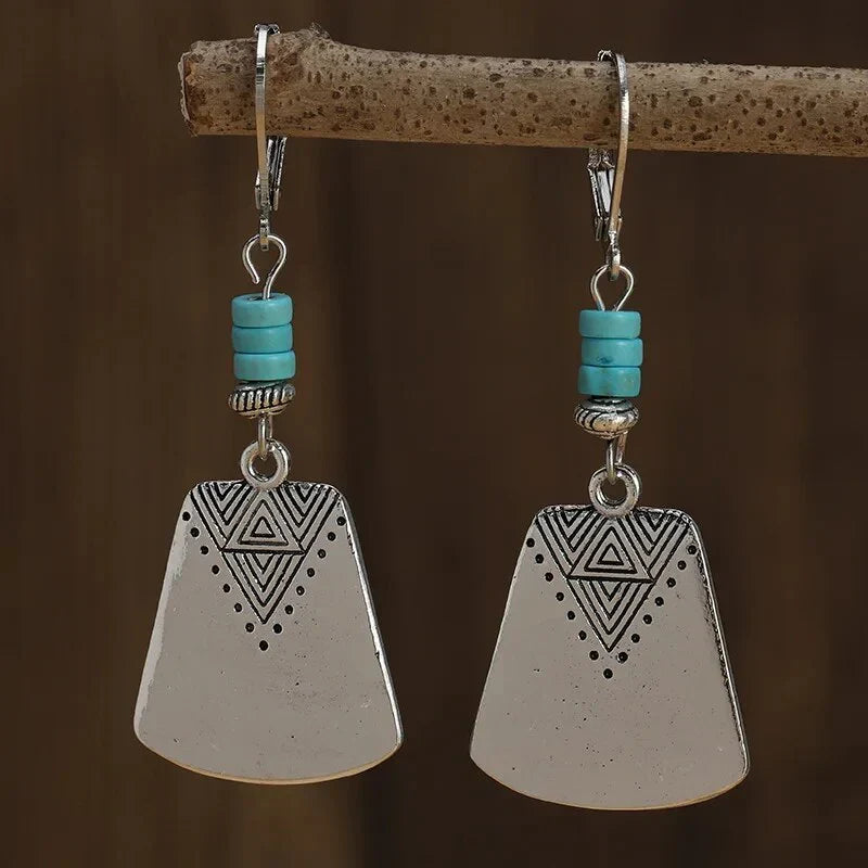 Turquoise Stone Shovel Earrings